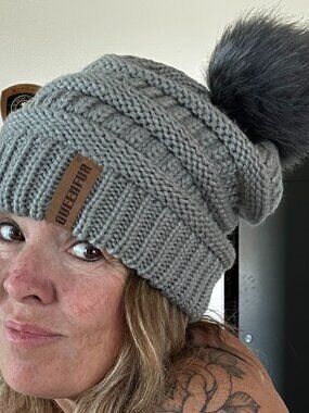 Queenfur Pom Pom Winter Toque | Grey